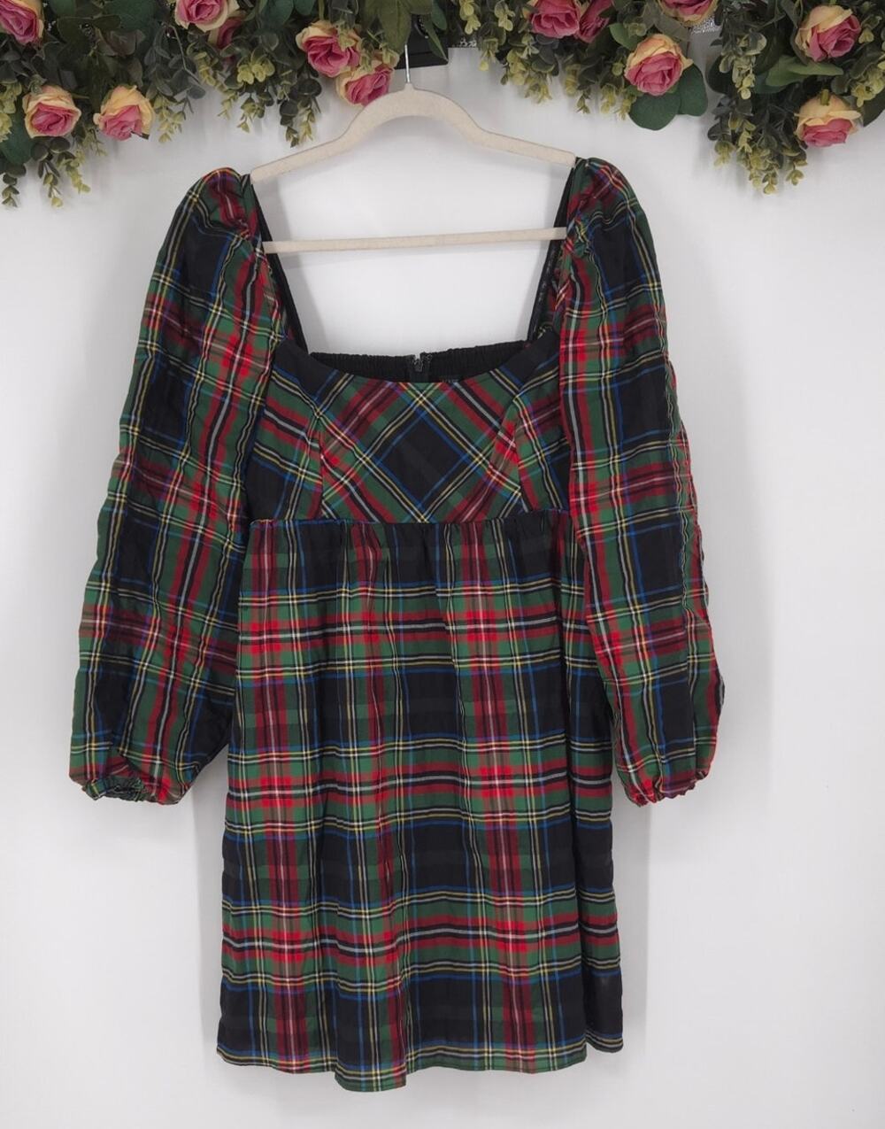 J. Crew Puff Sleeve Mini Tartan Dress Size 12